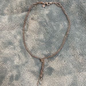 Double strand Silver necklace with dangling balls